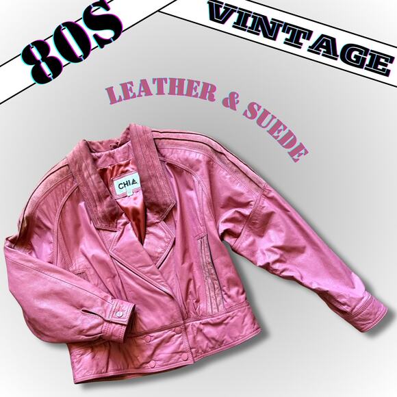 Vintage 80s Mauve Pink Leather Suede Jacket StreetWear Street Style FlyGirl Alt - Picture 12 of 12